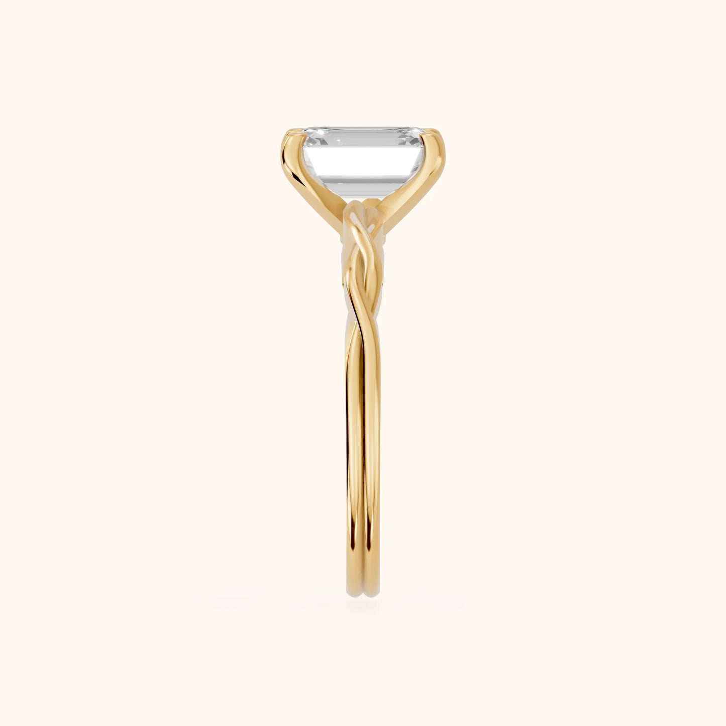 Iris Twist Emerald Diamond Engagement Ring in Yellow Gold - SideView