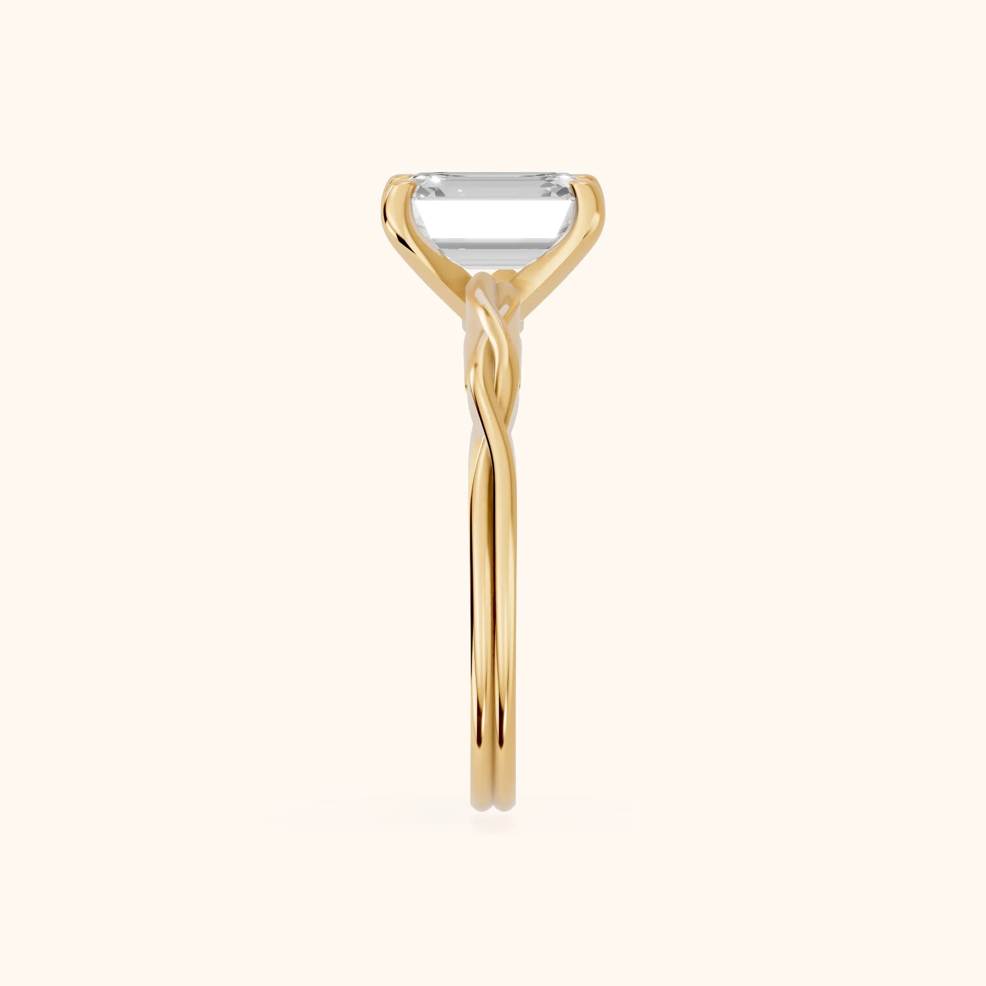 Iris Twist Emerald Diamond Engagement Ring in Yellow Gold - SideView