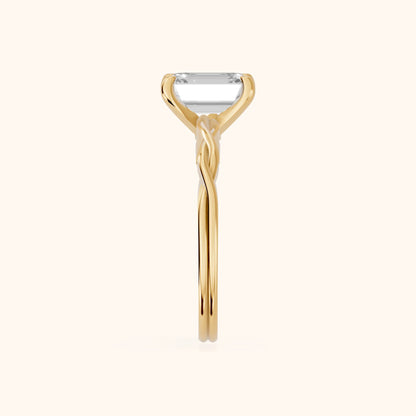 Iris Twist Emerald Diamond Engagement Ring in Yellow Gold - SideView