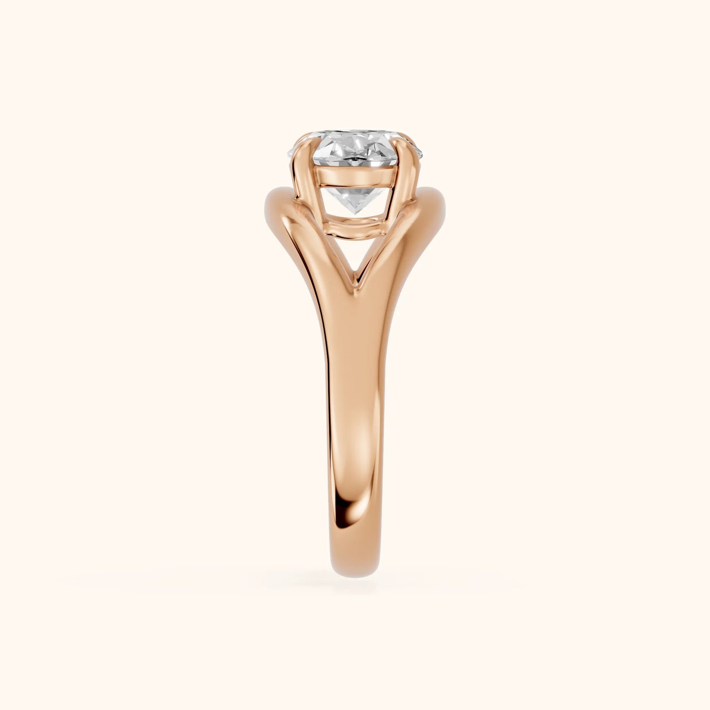 Seraphina Criss Cross Oval Diamond Engagement Ring in Rose Gold - SideView