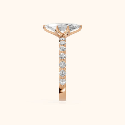 Eleanor Majesty Side Stone Marquise Diamond Engagement Ring in Rose Gold - SideView