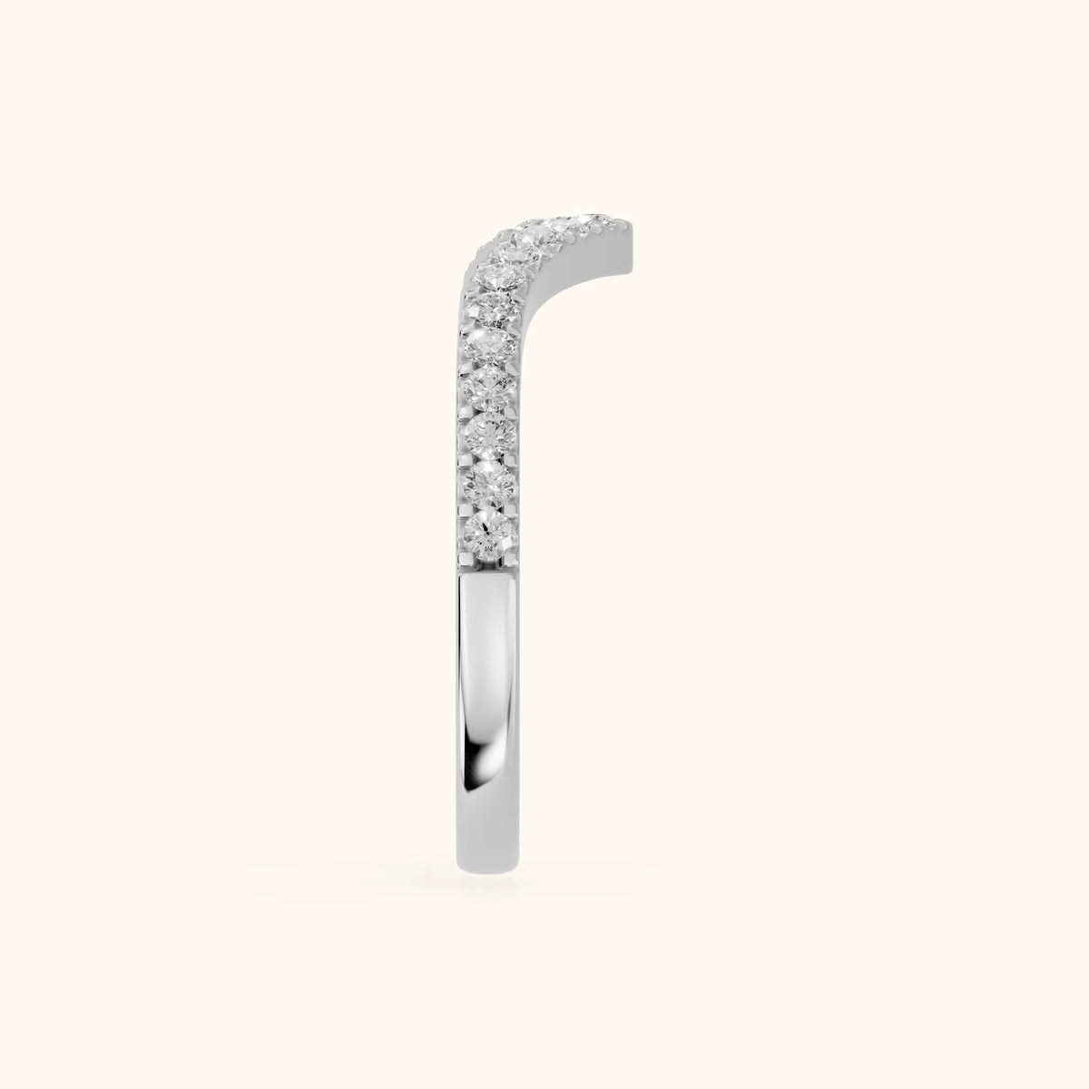 Amelie Curved Pavé Round Diamond Stackable Ring in Silver - SideView