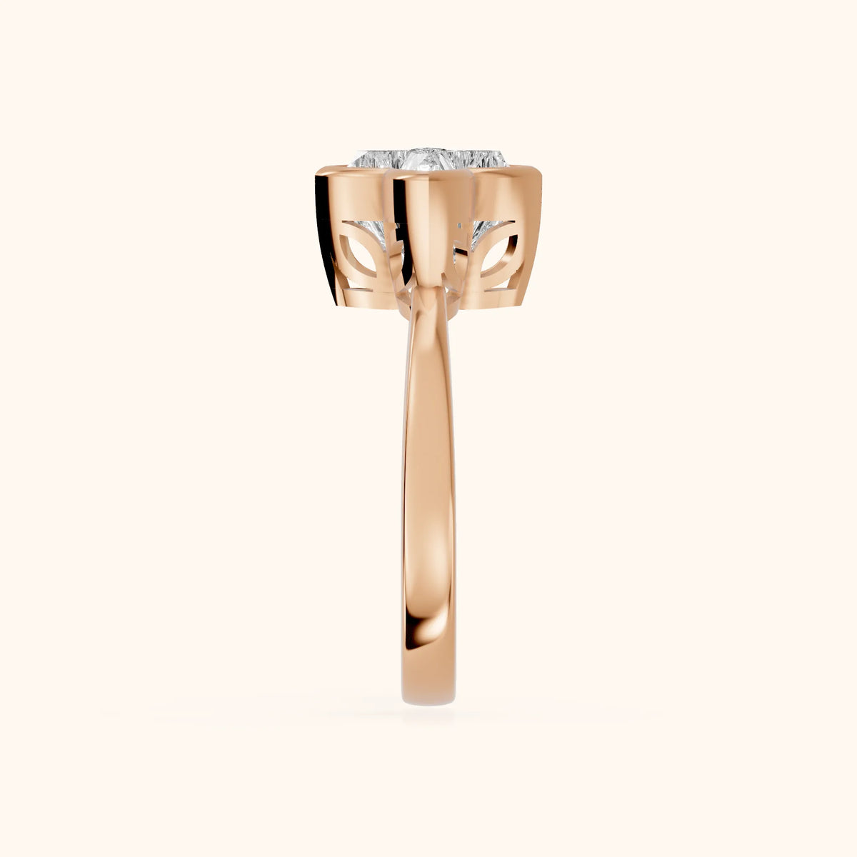 Millie Bezel Solitaire Lily Diamond Engagement Ring in Rose Gold - SideView.webp