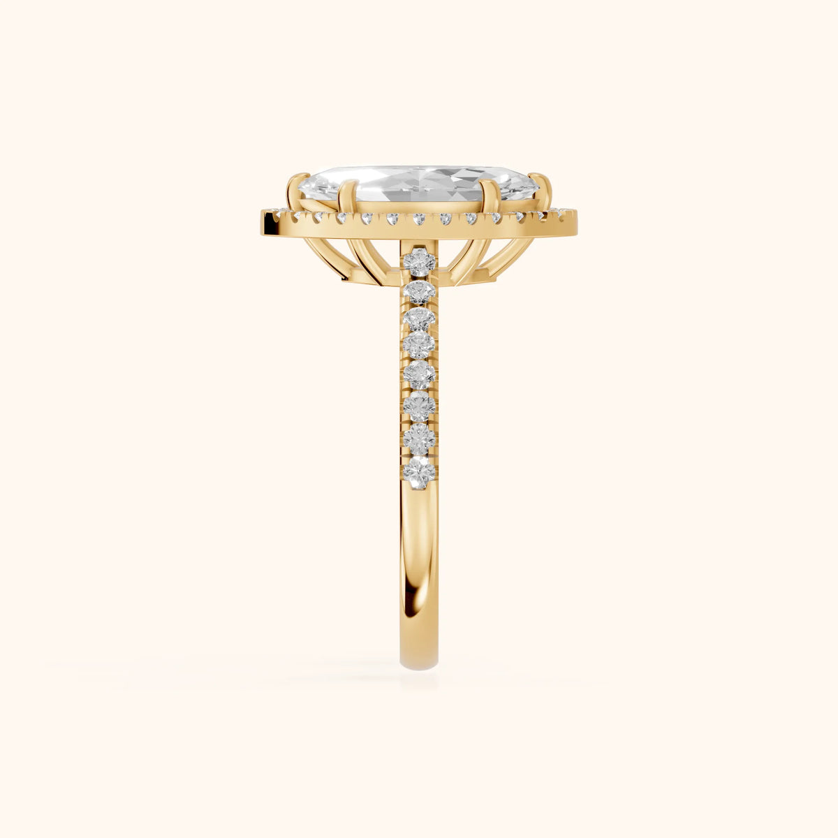 Mabel Halo French Pavé Marquise Diamond Engagement Ring in Yellow Gold - SideView.webp