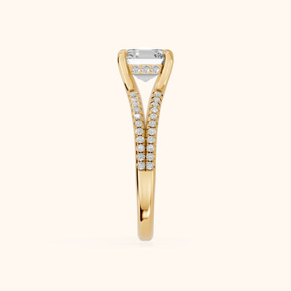 Eternal Embrace Solitaire Asscher Diamond Engagement Ring in Yellow Gold - SideView