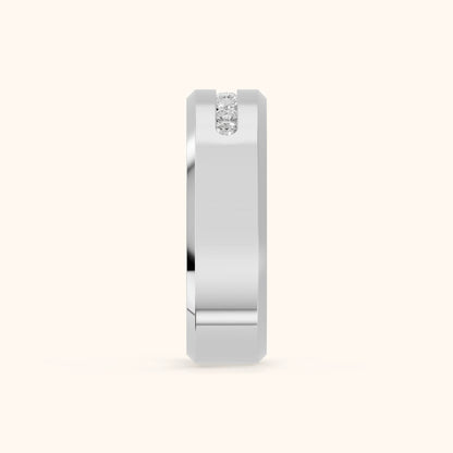 Reva Channel Set Round Diamond Wedding Band in White Gold - SideView