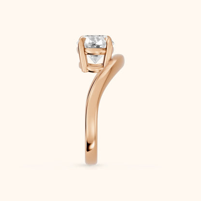 Katherine East-West Bypass Oval Diamond Engagement Ring in Rose Gold - SideView.webp