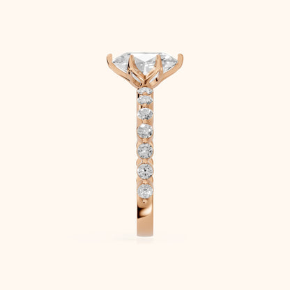 Eleanor Majesty Side Stone Oval Diamond Engagement Ring in Rose Gold - SideView