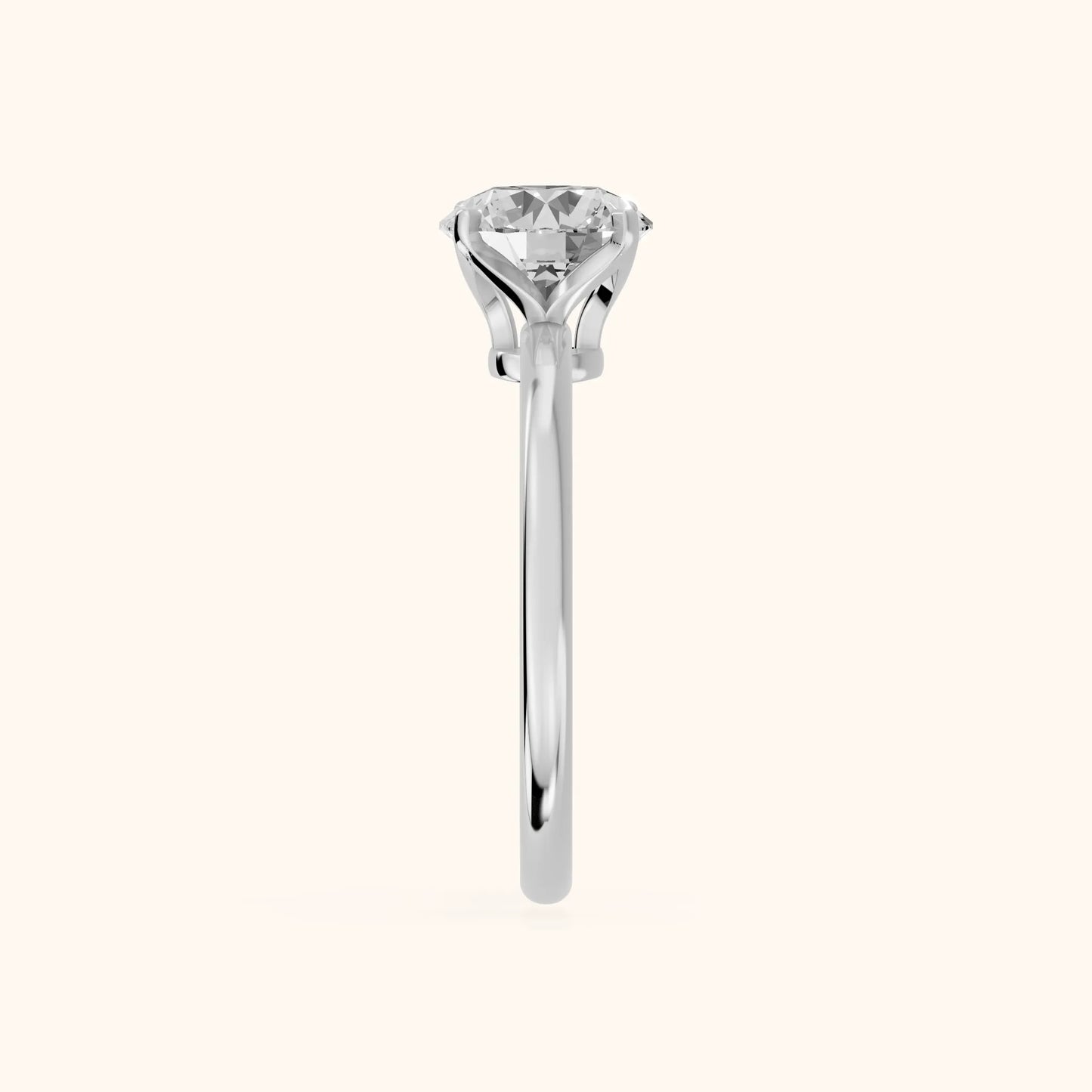Flora Guardian Solitaire Round Diamond Engagement Ring in Platinum - SideView