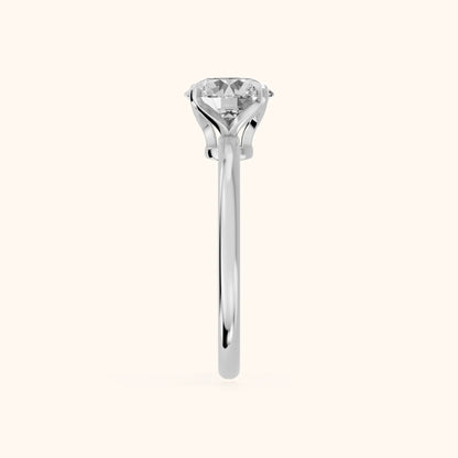 Flora Guardian Solitaire Round Diamond Engagement Ring in Platinum - SideView