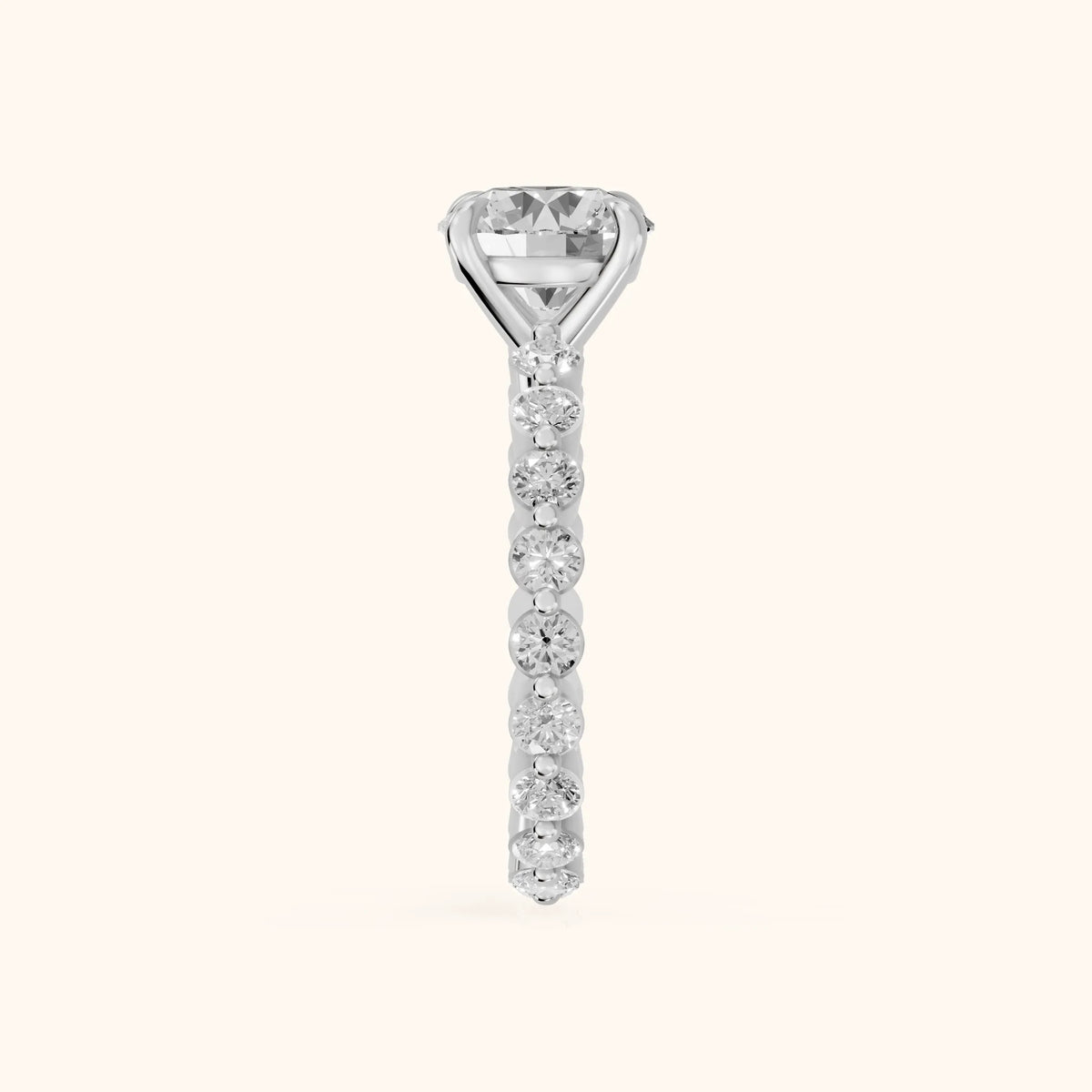 Piper Sidestone Round Diamond Engagement Ring in Silver - SideView.webp