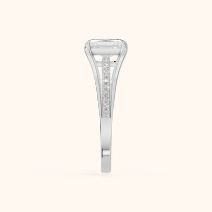 Lucinda Split Shank Radiant Diamond Engagement Ring in Silver - SideView.webp