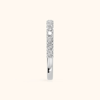 Gala Shared Prong Round Diamond Half Eternity Band in Platinum - SideView