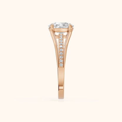 Lucinda Split Shank Cushion Diamond Engagement Ring in Rose Gold - SideView.webp
