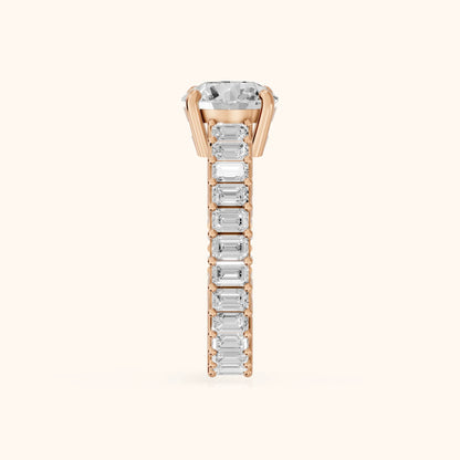 Mallory Shared Prong Round Diamond Engagement Ring in Rose Gold - SideView.webp