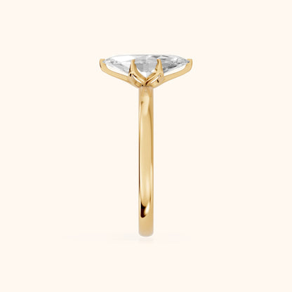 Serena Blossom Marquise Diamond Solitaire Ring in Yellow Gold - SideView