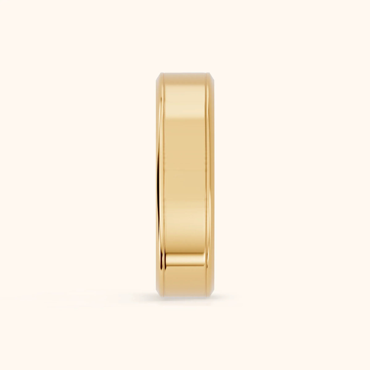 Anika Flat Beveled Wedding Band in Yellow Gold - SideView