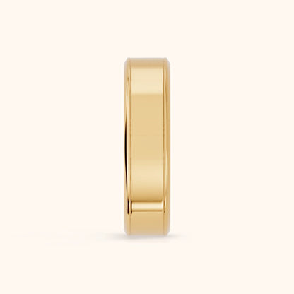 Anika Flat Beveled Wedding Band in Yellow Gold - SideView
