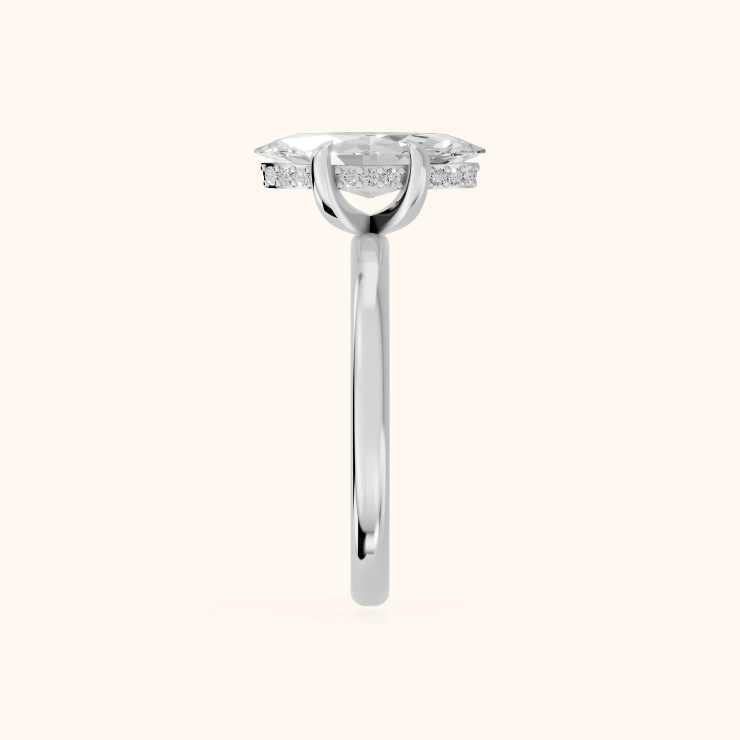 Charlotte Charm Solitaire Marquise Diamond Engagement Ring in Platinum - SideView