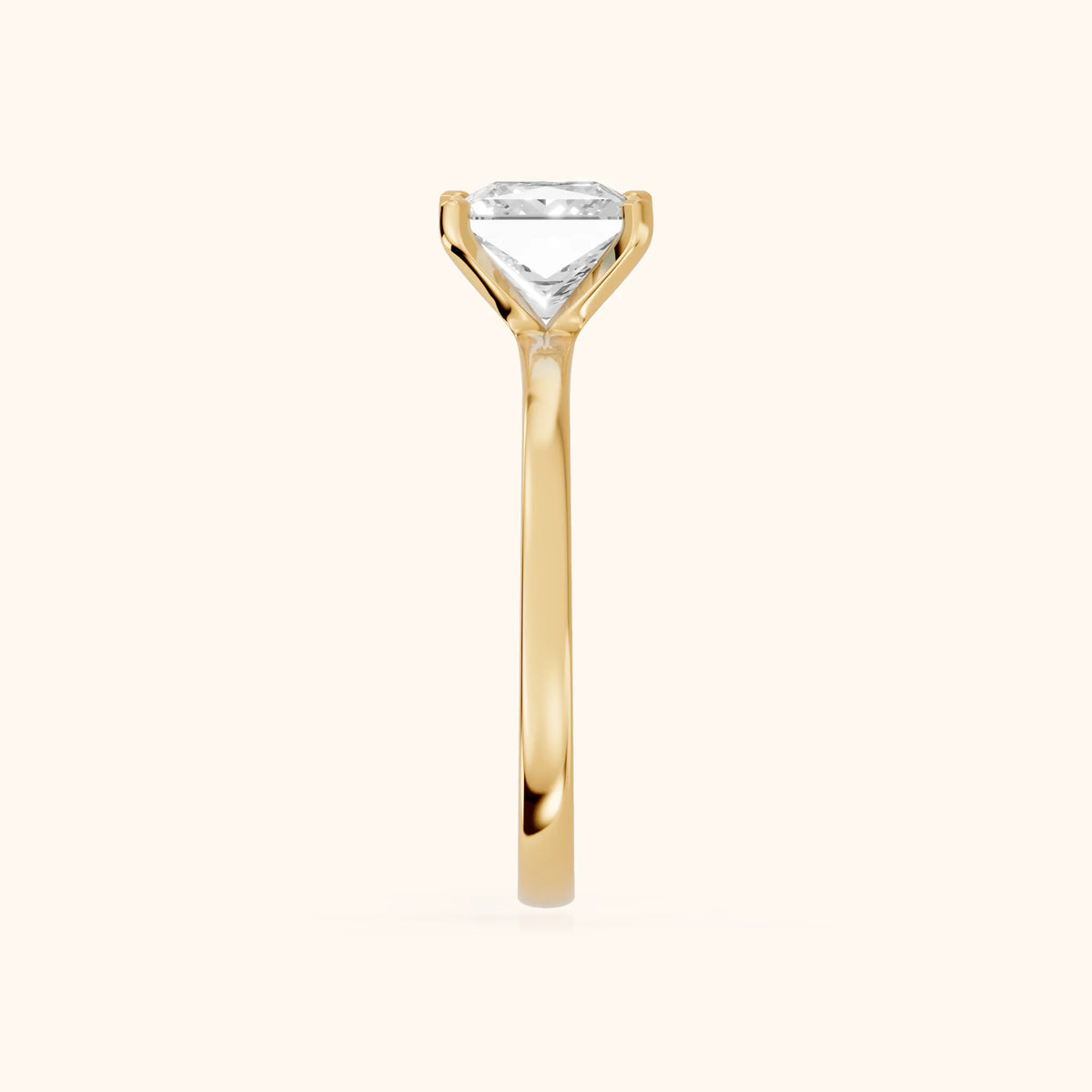 Matilda Cathedral Solitaire Princess Diamond Engagement Ring in Yellow Gold - SideView.webp