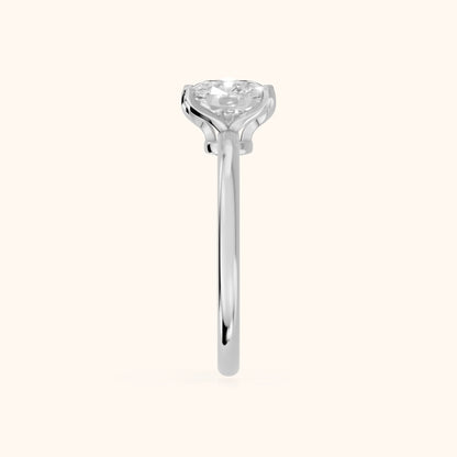 Flora Guardian Solitaire Cushion Diamond Engagement Ring in Platinum - SideView