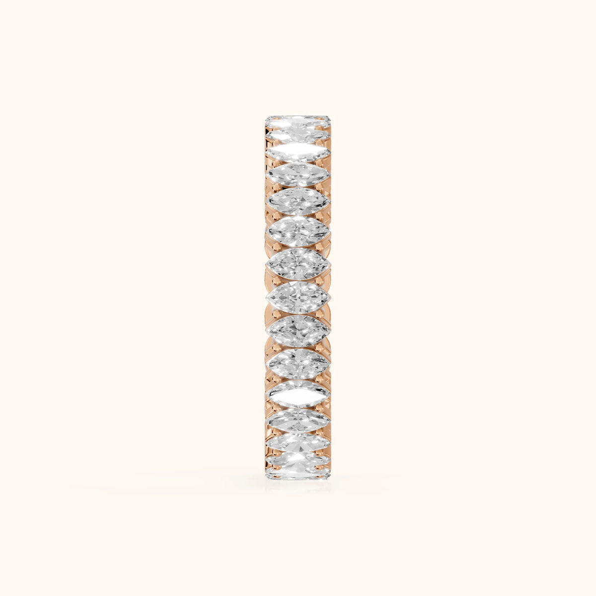 Tania Shared Prong Marquise & Cushion Diamond Eternity Band in Rose Gold - SideView