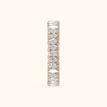 Tania Shared Prong Marquise & Cushion Diamond Eternity Band in Rose Gold - SideView