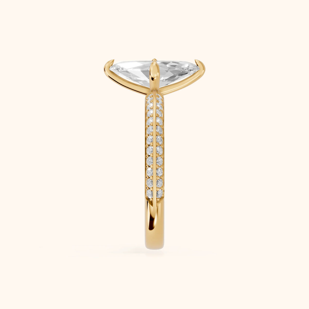 Meredith Knife Edge Pavé Marquise Diamond Engagement Ring in Yellow Gold - SideView.webp