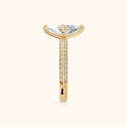 Meredith Knife Edge Pavé Marquise Diamond Engagement Ring in Yellow Gold - SideView.webp