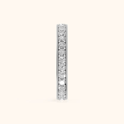 Ninon Classic Pavé Round Diamond Eternity Band in Silver - SideView