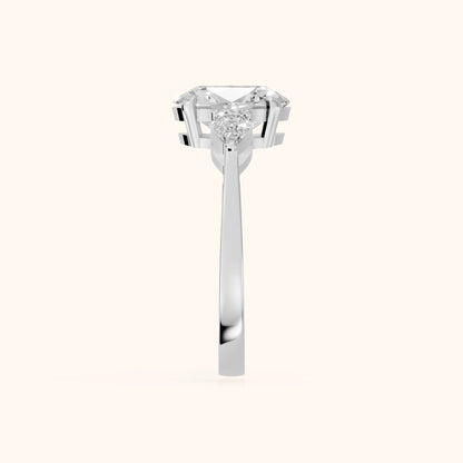 Grace Three Stone Oval Diamond Engagement Ring in Platinum - SideView