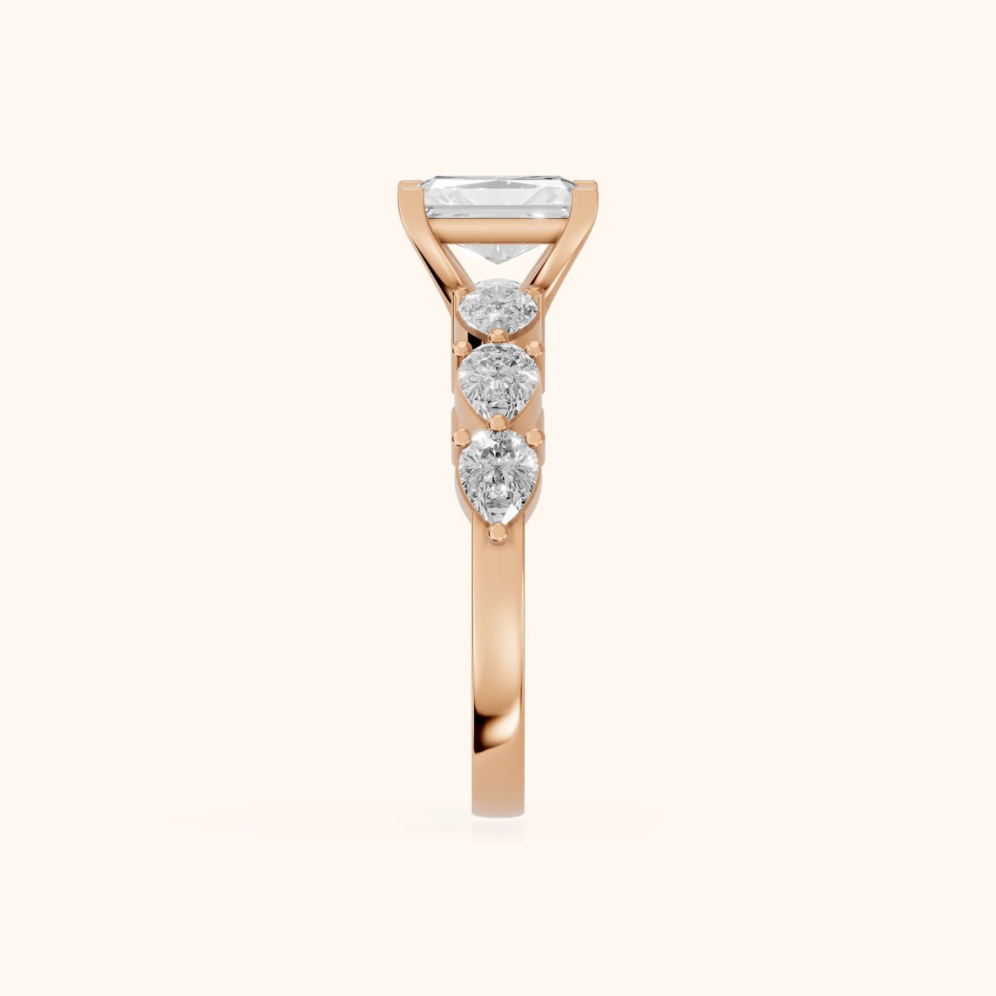 Iris Radiant Diamond Bridal Set in Rose Gold - SideView