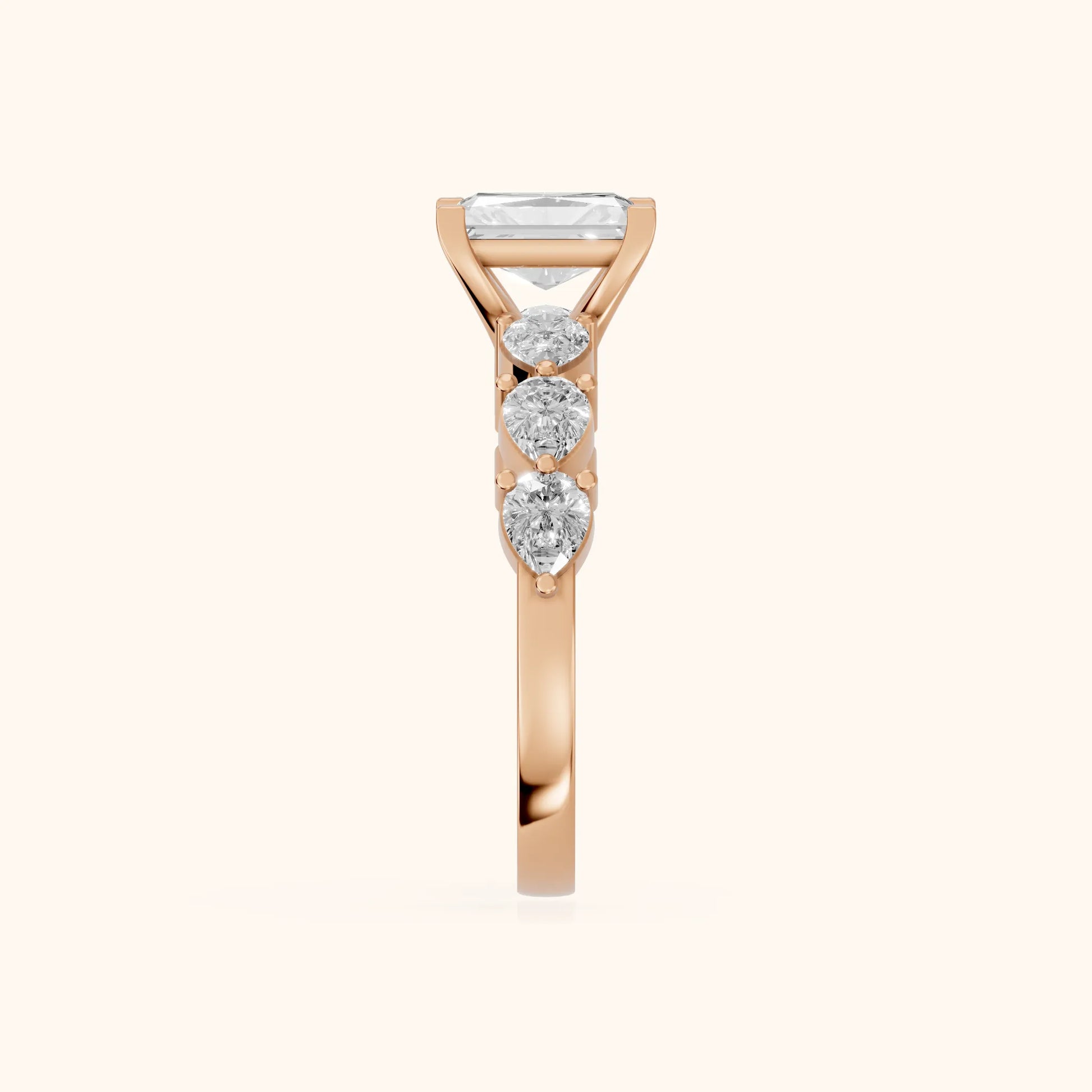 Iris Radiant Diamond Bridal Set in Rose Gold - SideView