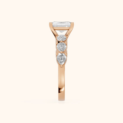 Iris Radiant Diamond Bridal Set in Rose Gold - SideView