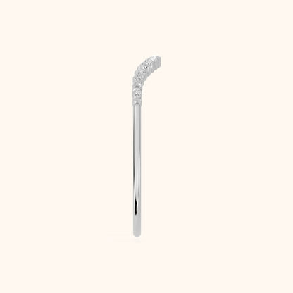 Ambra Curved Pavé Round Diamond Stackable Ring in Silver - SideView