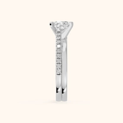 Edith Criss Cross Pavé Cushion Diamond Engagement Ring in Platinum - SideView.webp