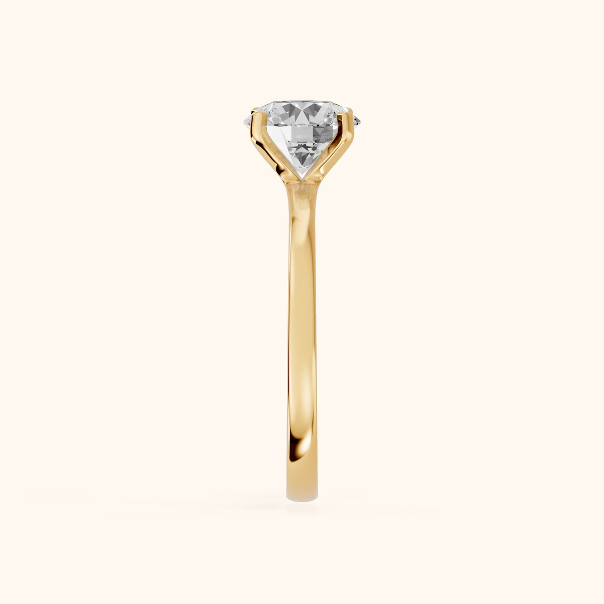 Matilda Cathedral Solitaire Round Diamond Engagement Ring in Yellow Gold - SideView.webp
