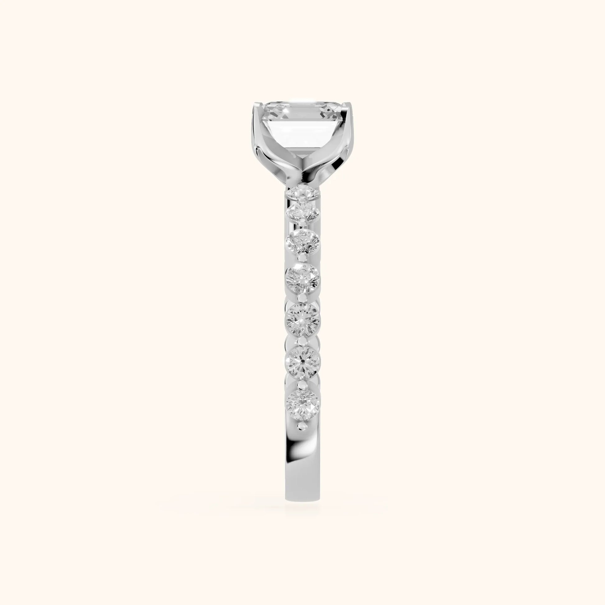 Eleanor Majesty Side Stone Cushion Diamond Engagement Ring in Platinum - SideView