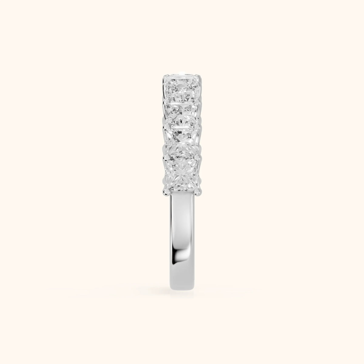 Pia Shared Prong Princess Diamond Half Eternity Band in Silver - SideView