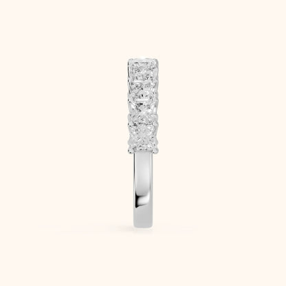 Pia Shared Prong Princess Diamond Half Eternity Band in Silver - SideView