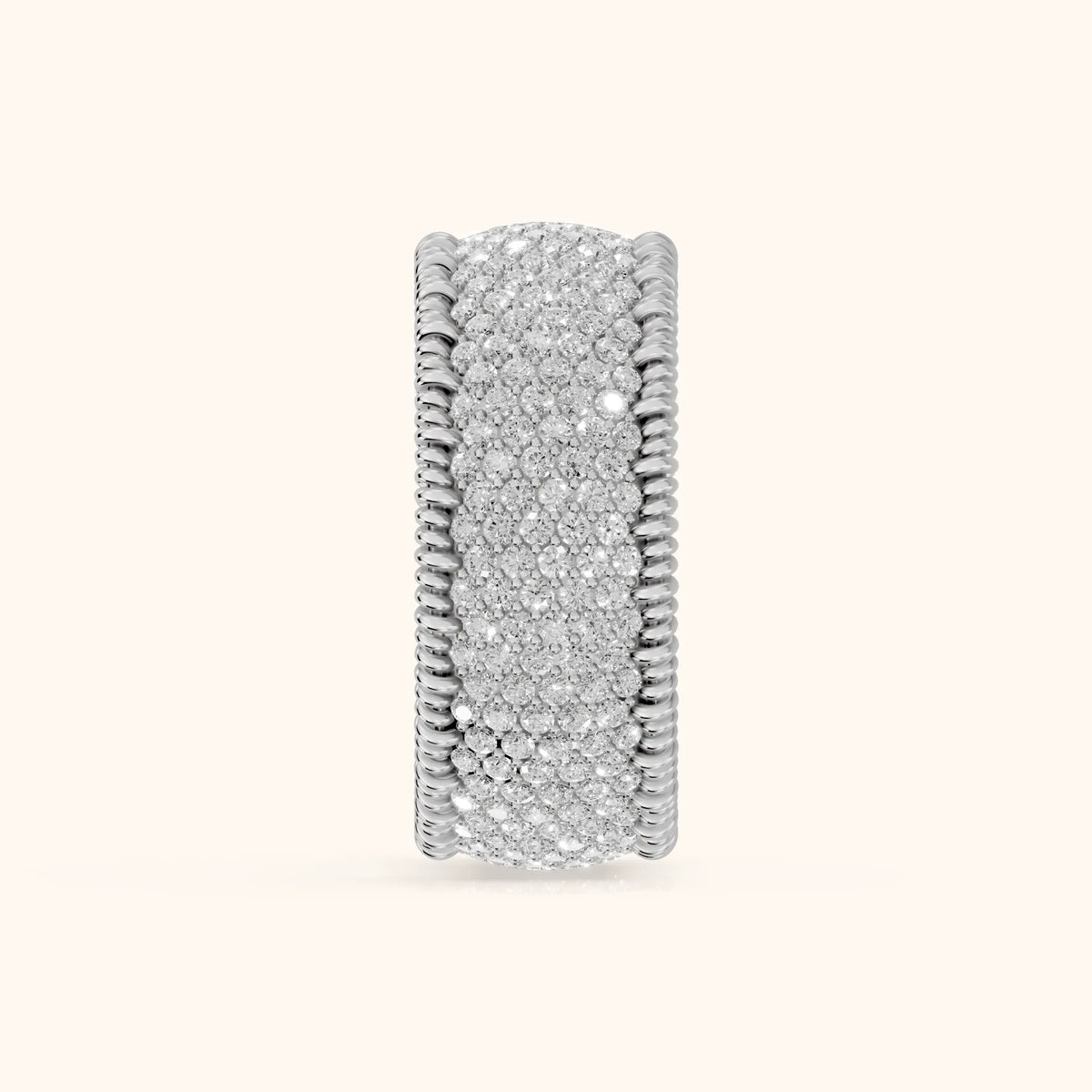Rita Micropavé Round Diamond Anniversary Ring in White Gold - SideView
