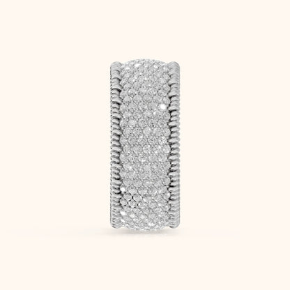 Rita Micropavé Round Diamond Anniversary Ring in White Gold - SideView