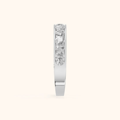 Oriana Channel Set Round Diamond Half Eternity Band in Silver - SideView
