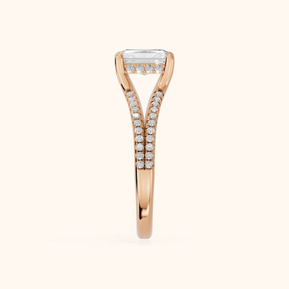 Eternal Embrace Solitaire Radiant Diamond Engagement Ring in Rose Gold - SideView