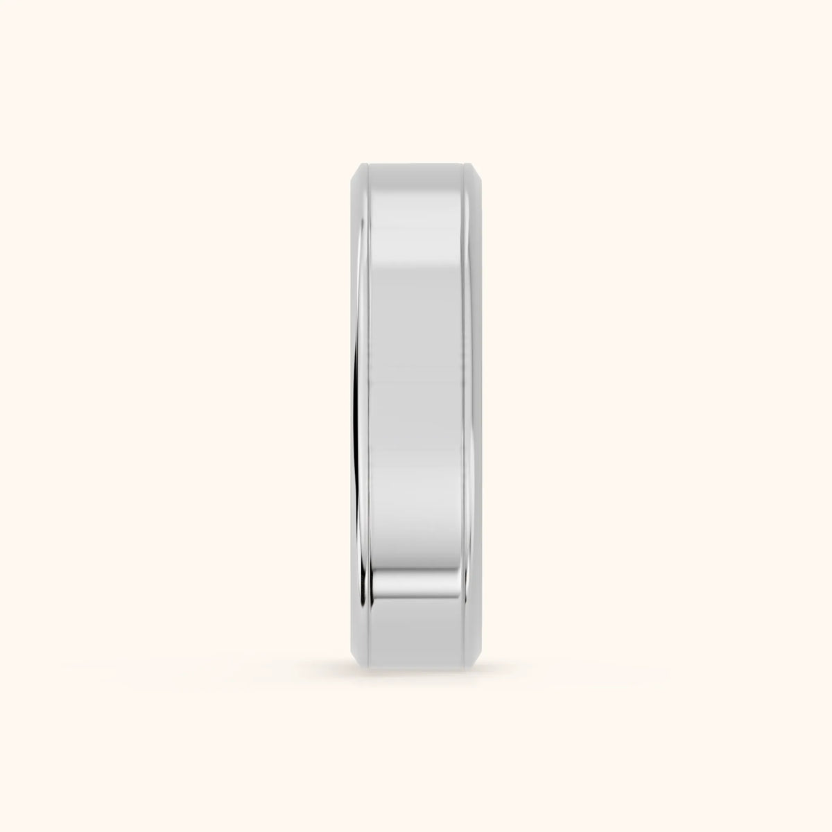 Anika Flat Beveled Wedding Band in Silver - SideView
