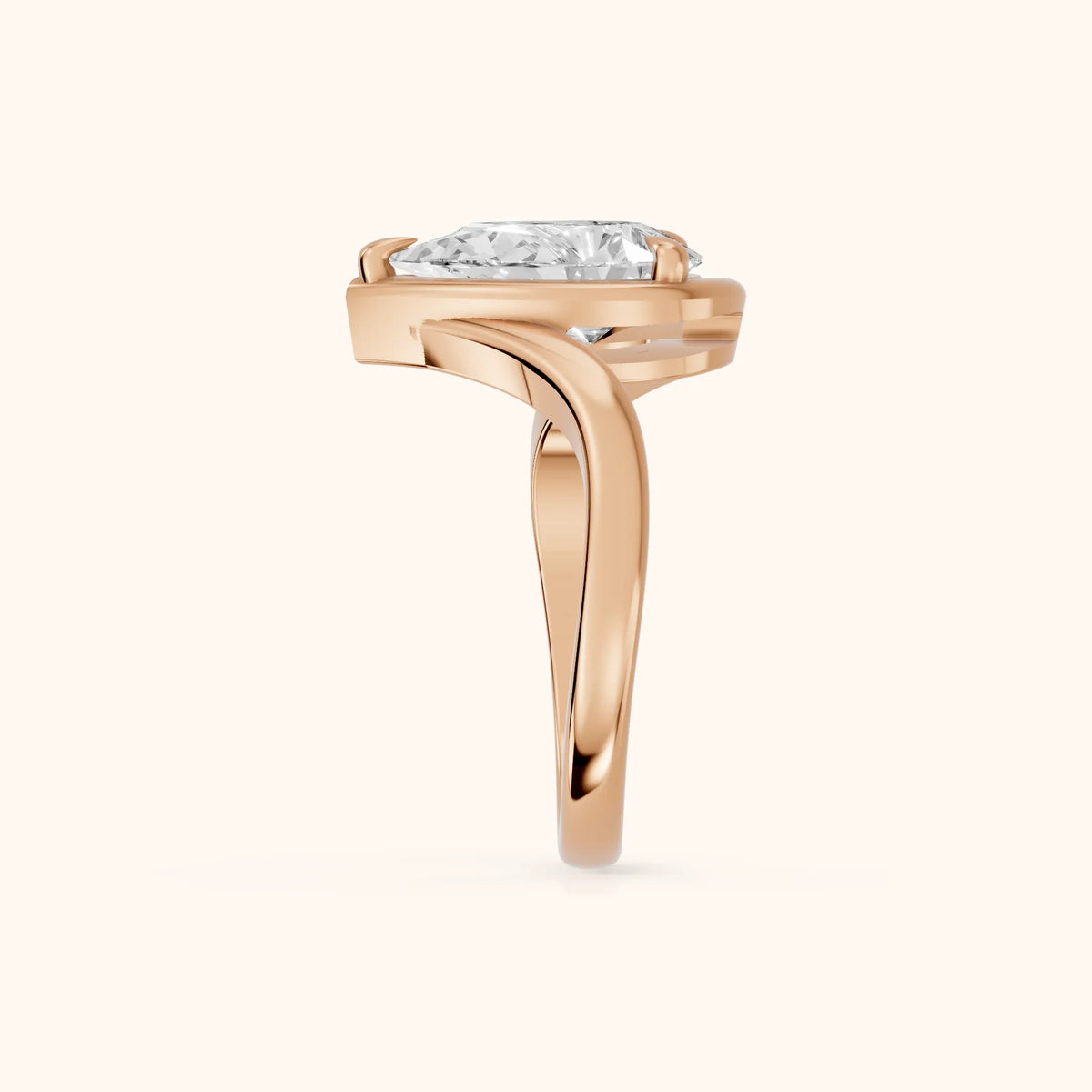Tabitha Bypass Partial Bezel Pear Diamond Engagement Ring in Rose Gold - SideView.webp