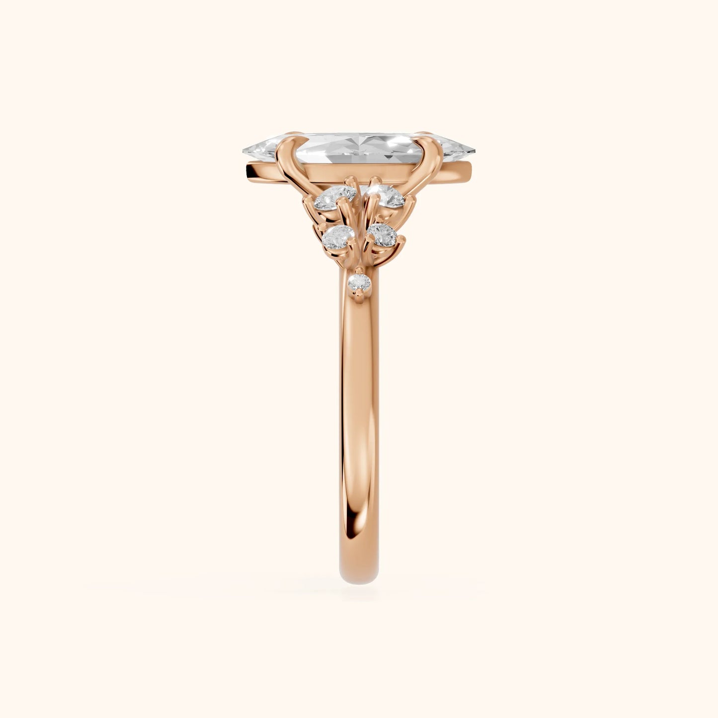 Evelina Bloom Marquise Diamond Engagement Ring in Rose Gold - SideView
