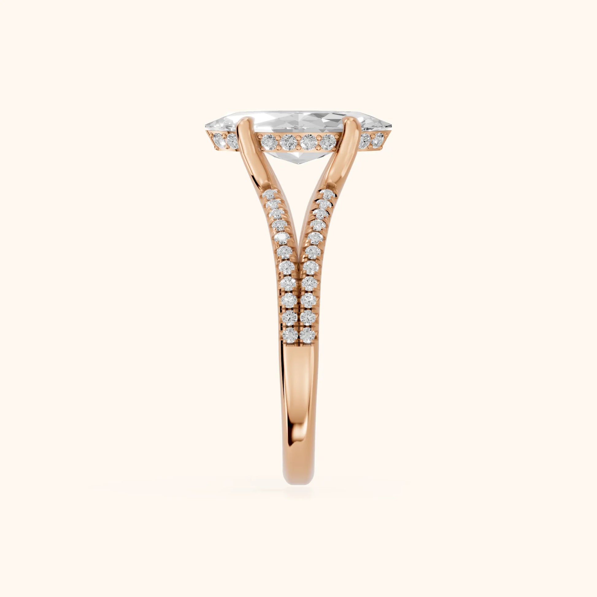 Eternal Embrace Solitaire Marquise Diamond Engagement Ring in Rose Gold - SideView