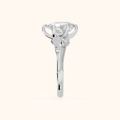 Joanna Milgrain Twist Pear Diamond Engagement Ring in White Gold - SideView.webp