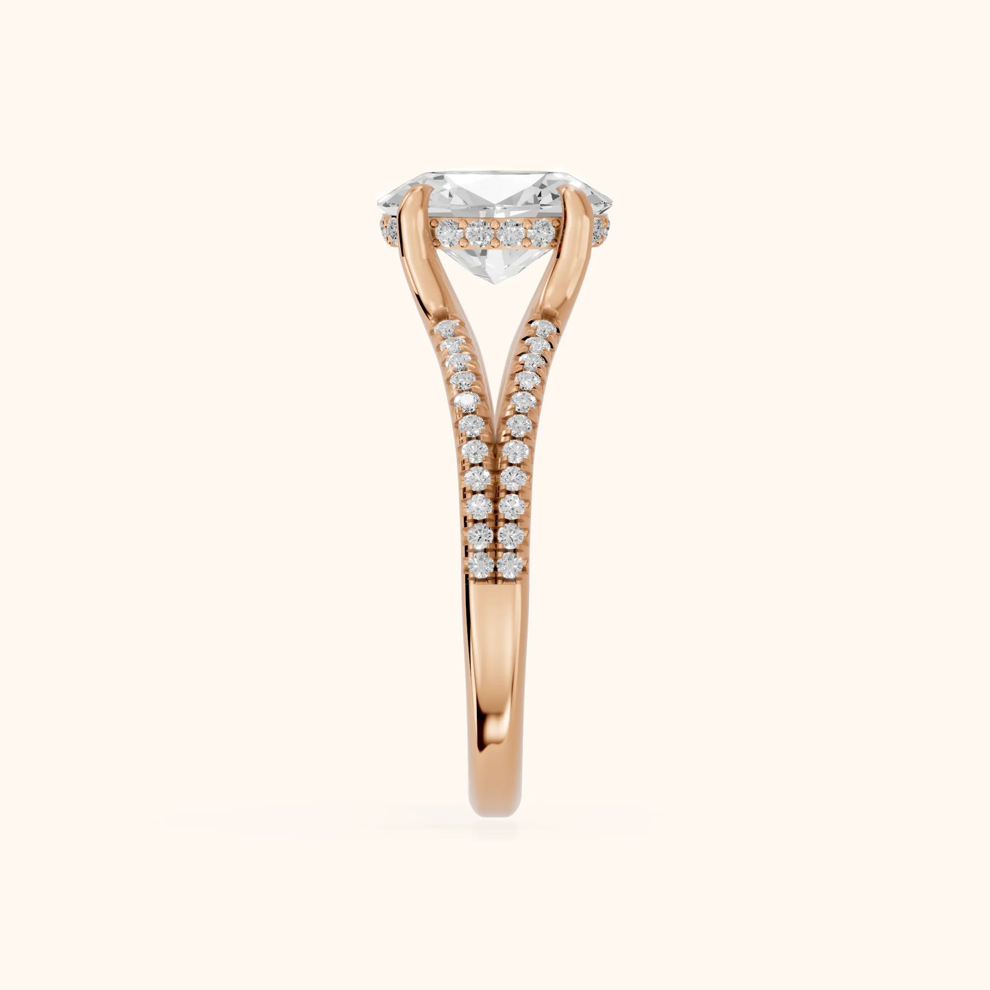 Eternal Embrace Solitaire Oval Diamond Engagement Ring in Rose Gold - SideView